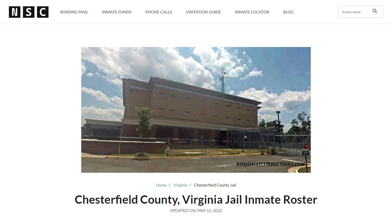 Chesterfield County, Virginia Jail Inmate List