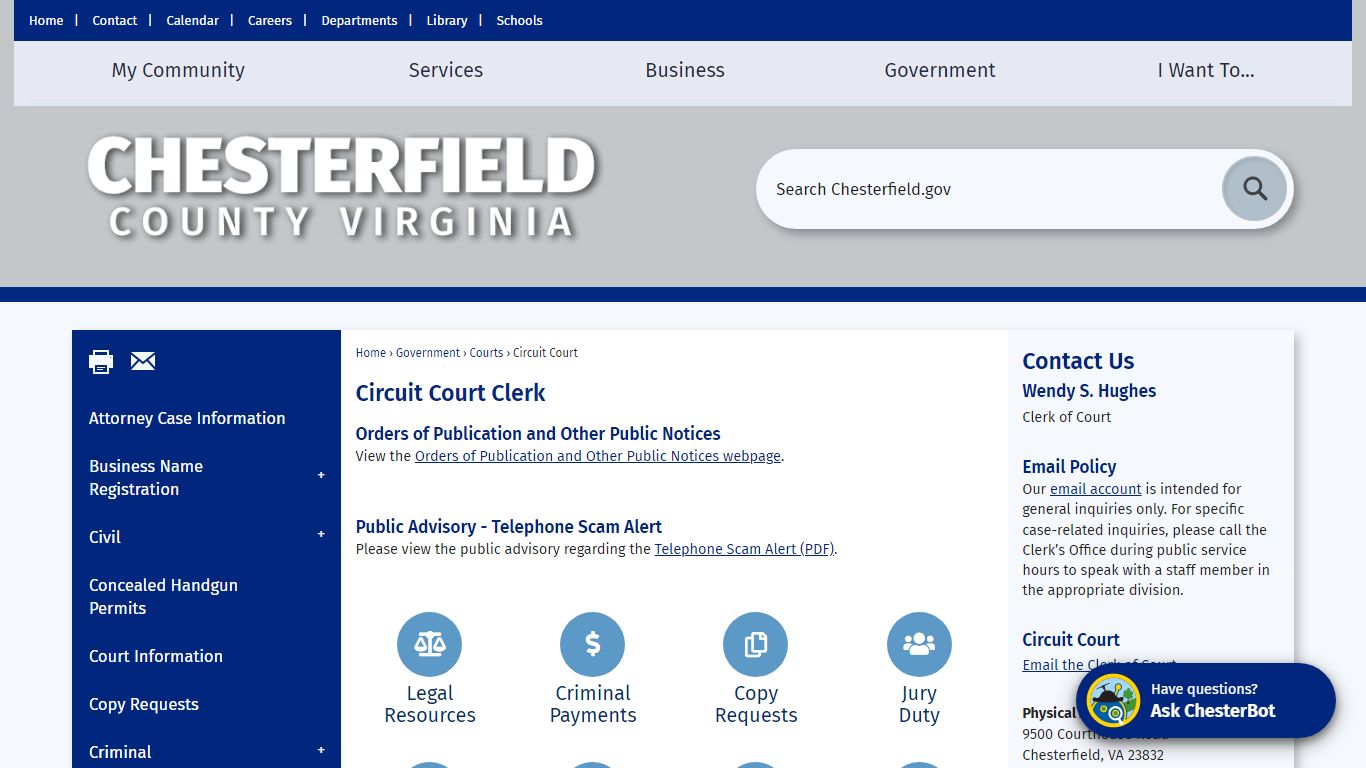 Circuit Court Clerk | Chesterfield County, VA